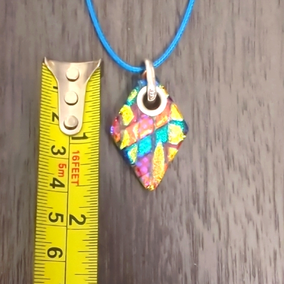 Vintage Dichronic Multi Color Triangle Glass 925 Pendant - Picture 6 of 6